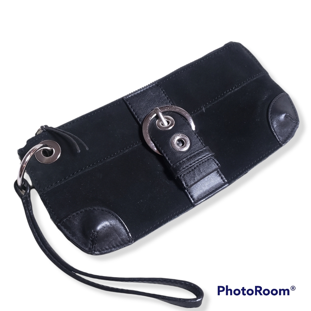 Wristlet Clutch Wallet Genuine Leather Suede purse
